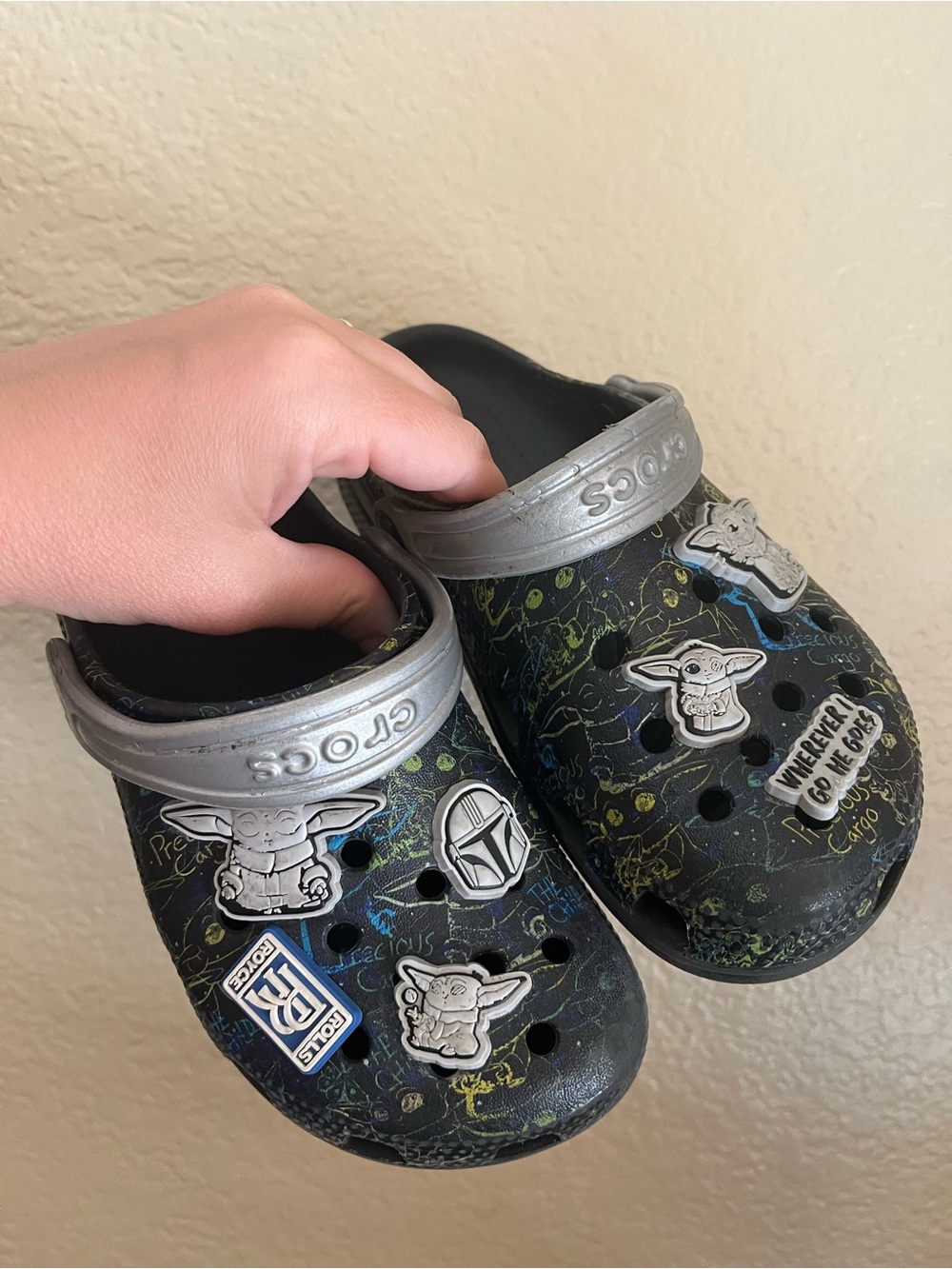 Kids' Black and Silver Star Wars crocs